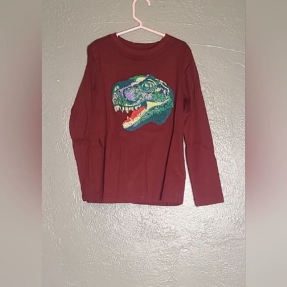 Lands' Ends Dinosaur Graphic Kids Shirt - Maroon NWOT Small - Picture 10 of 10